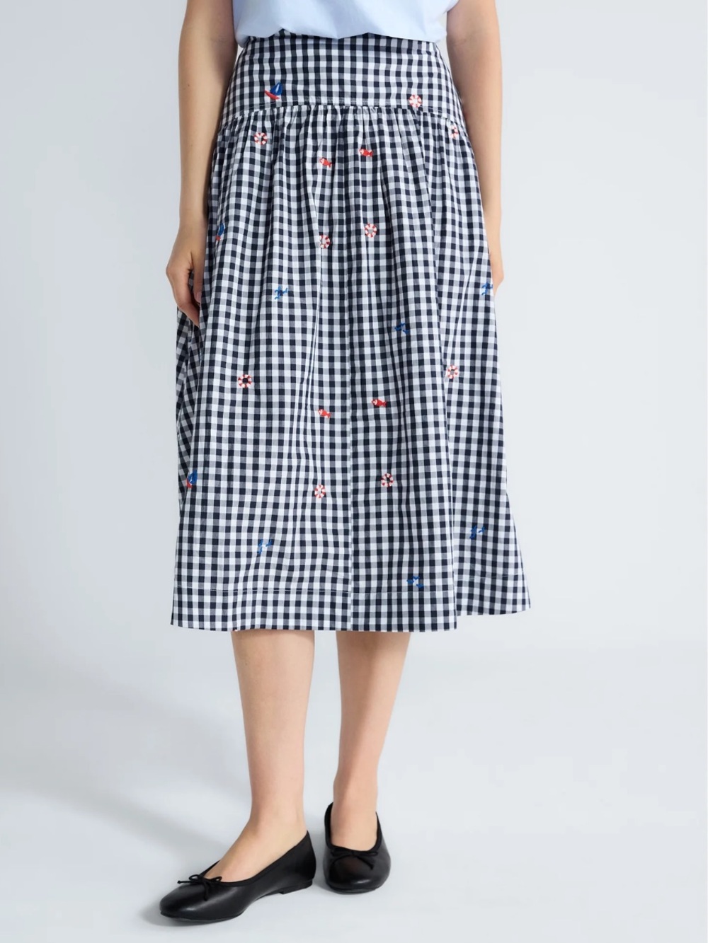 Free Assembly Women's Embroidered Cotton Midi Skirt - NWT Size: 6